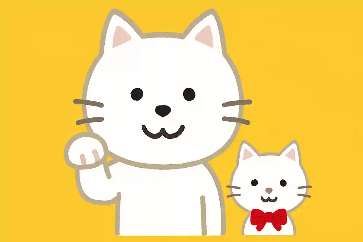 私は白い猫です。妹がいます。赤いリボンがトレードマークです。NEW!