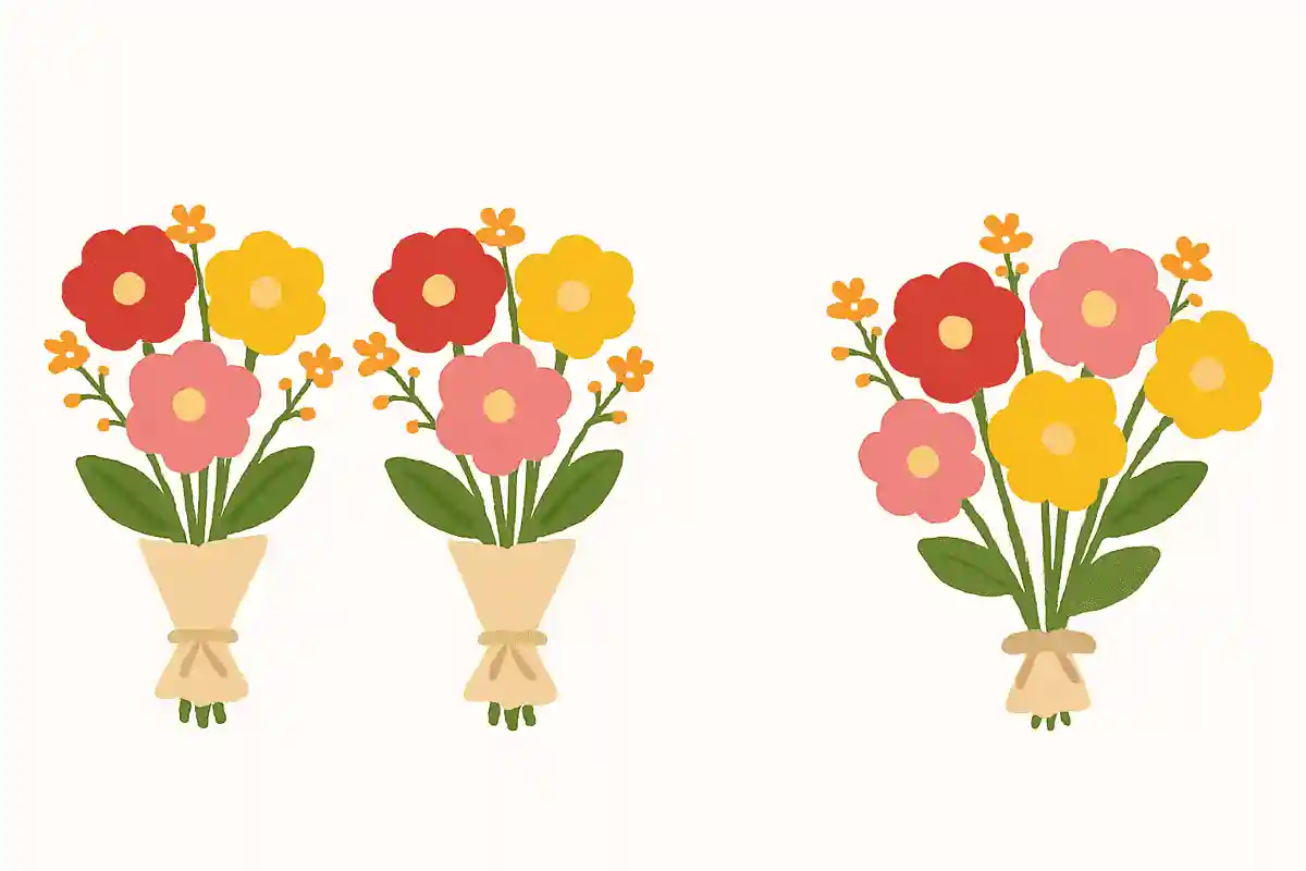 3つの花束と2つの花束を合わせたら、何束になるでしょうか?NEW!
