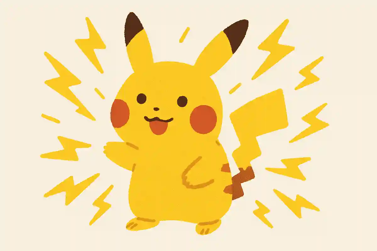 私は電気タイプです。頬が赤いです。10万ボルトが出せます。NEW!