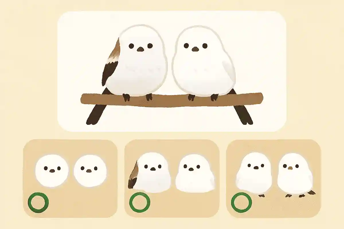 シマエナガのオスとメスの見た目の違いとして、正しい選択肢はどれでしょうか？NEW!