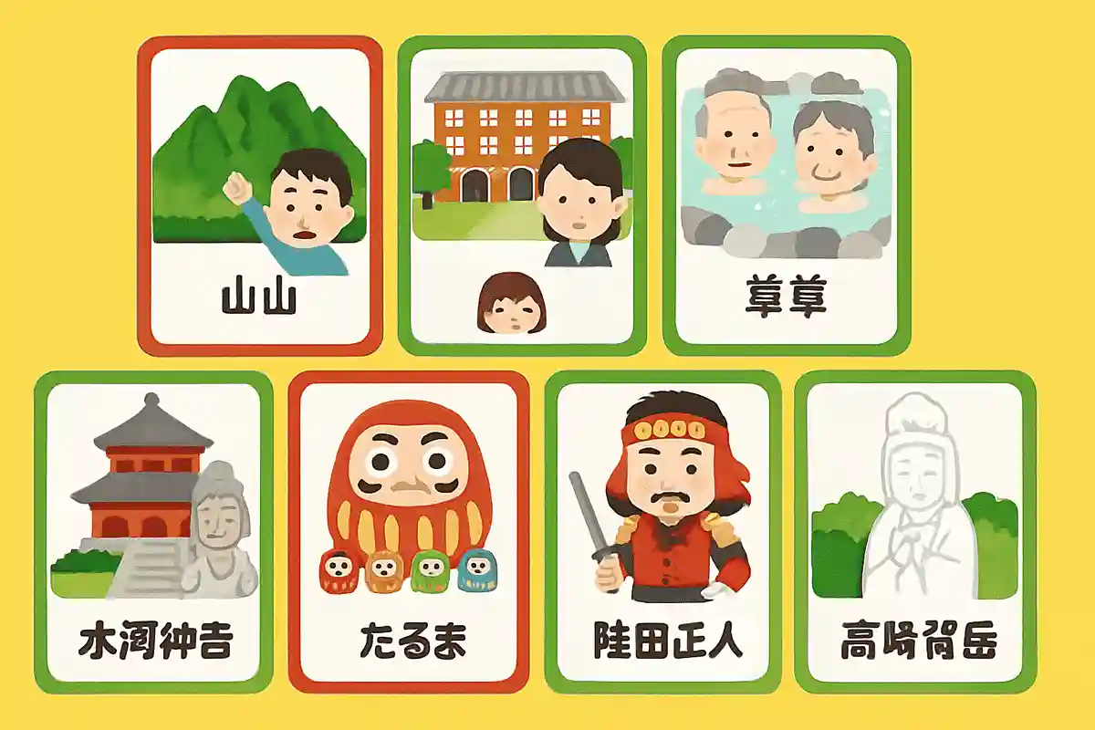 群馬県の名所旧跡や人物が記載されたカードゲームは次のうちどれでしょうか？NEW!