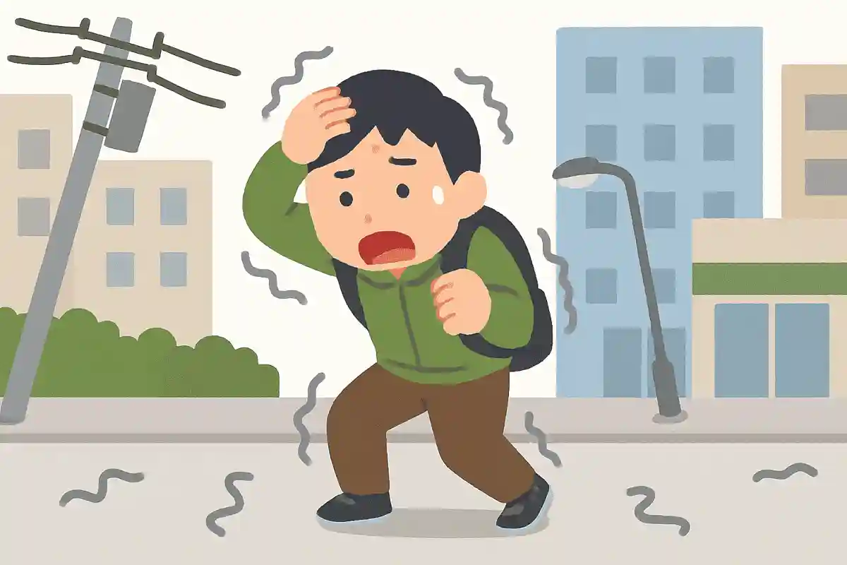 屋外を歩いているときに地震が発生した場合、どのように行動するのがいいでしょう？NEW!