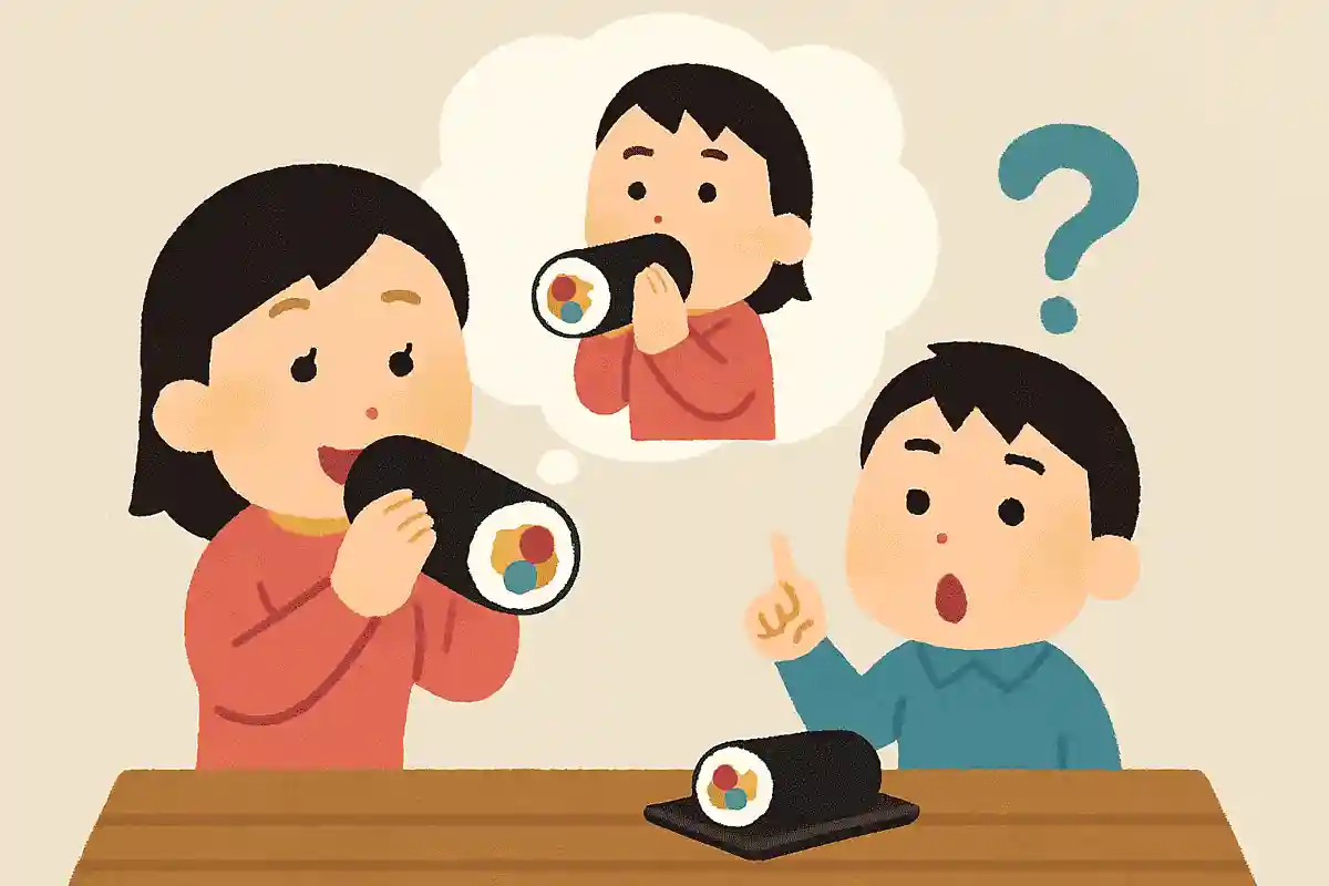 What are the rules when eating an ehōmaki (lucky direction sushi roll)?