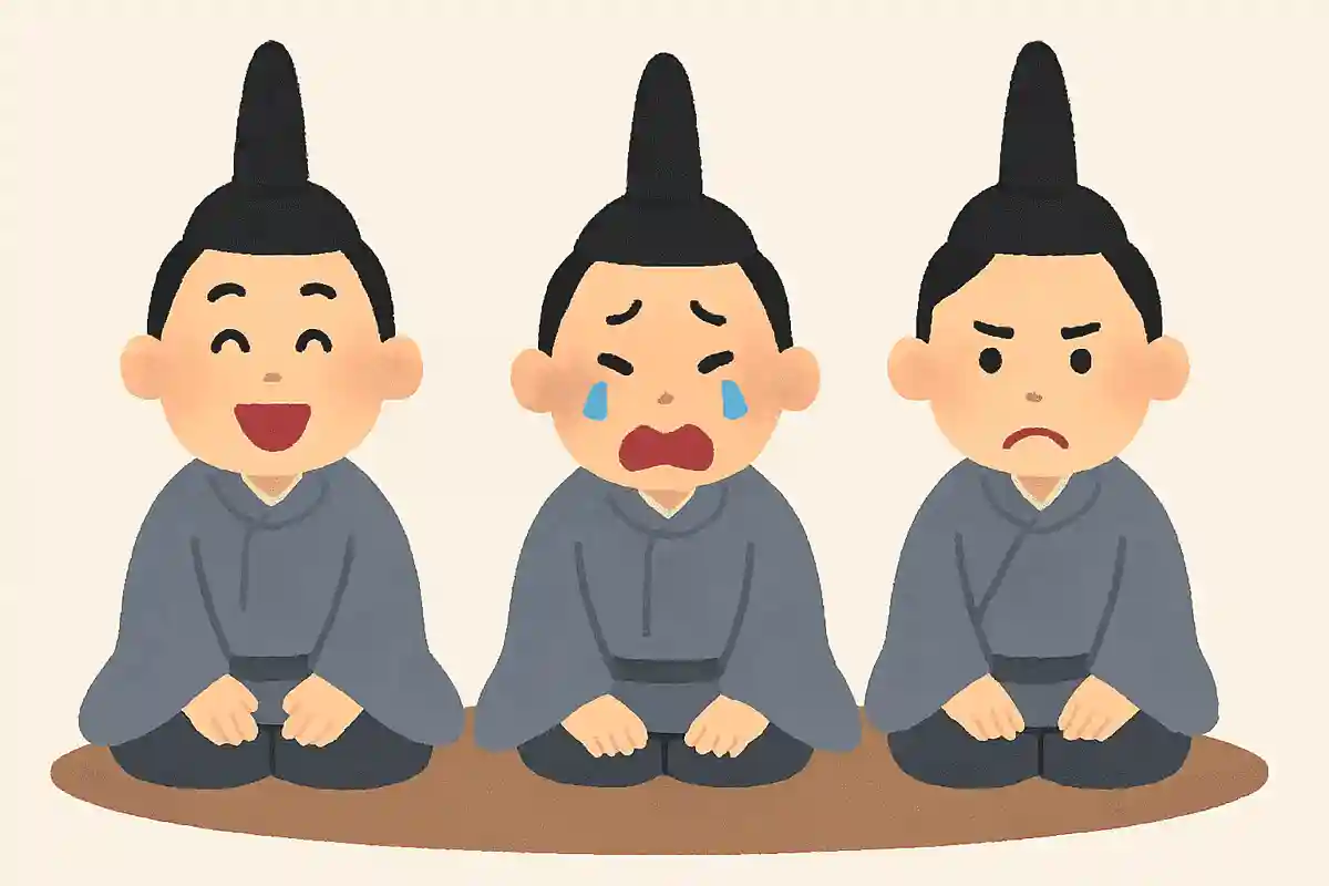 ひな人形の仕丁の3人は笑っている人、泣いている人と、あとどんな人がいるでしょう？