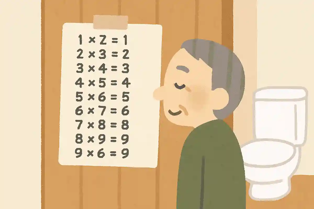 고인이 된 할아버지의 손글씨 구구단 표 화장실 문NEW!