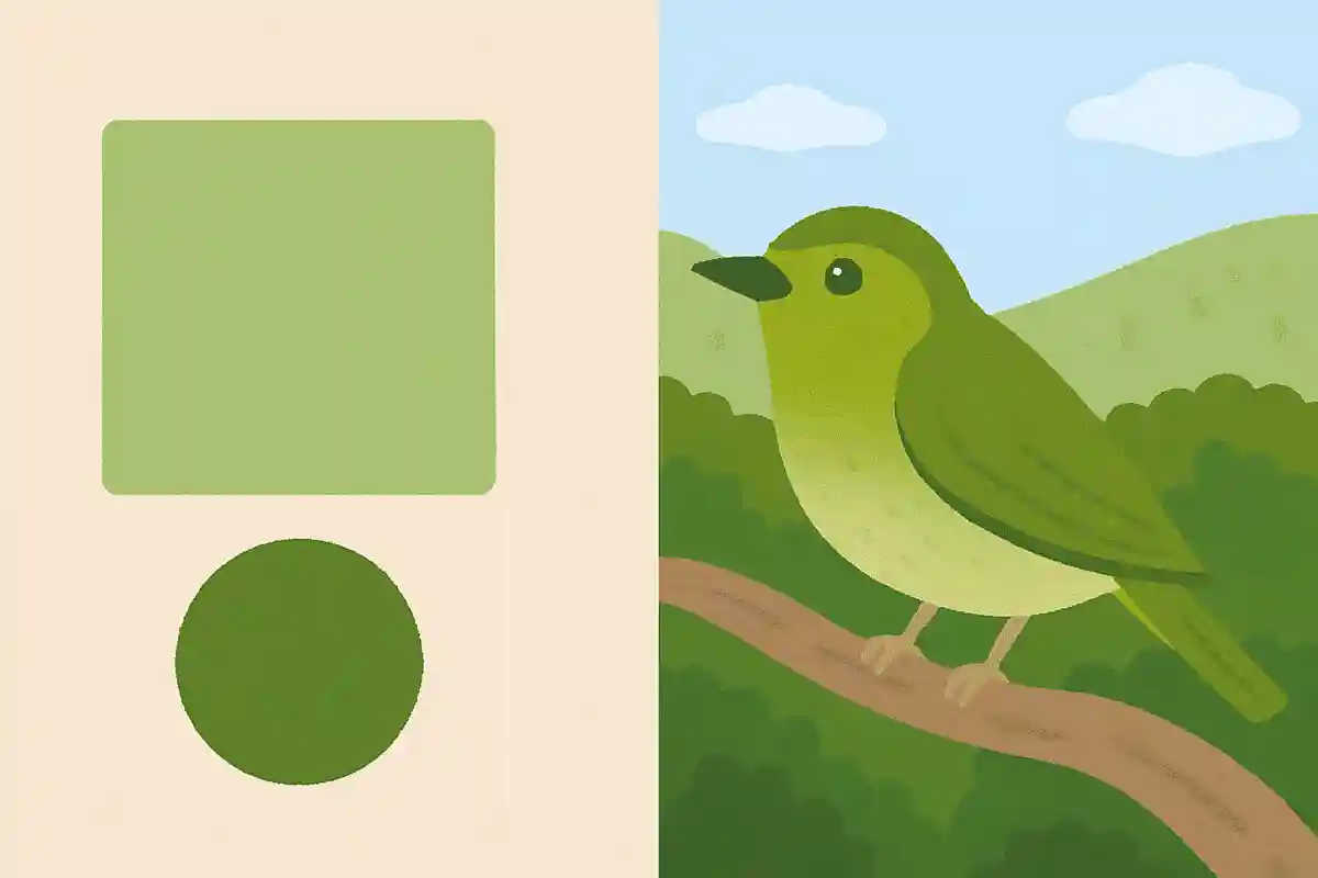 연두색(우구이스색)과 실제 산솔새(우구이스)의 색은 다르다