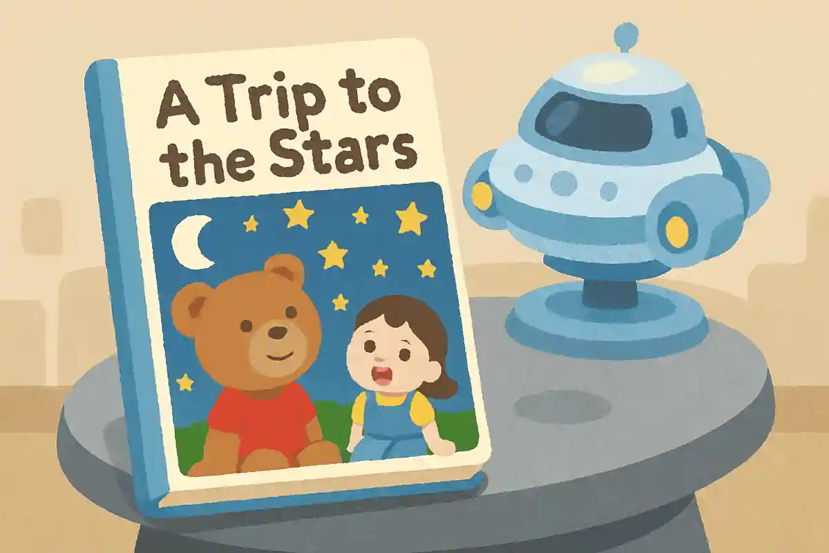 Welches Bilderbuch liegt in dem Raumschiff von Stitch vor „Enchanting Tiki Room: Stitch Presents ‘Aloha E Komo Mai!’“?NEW!