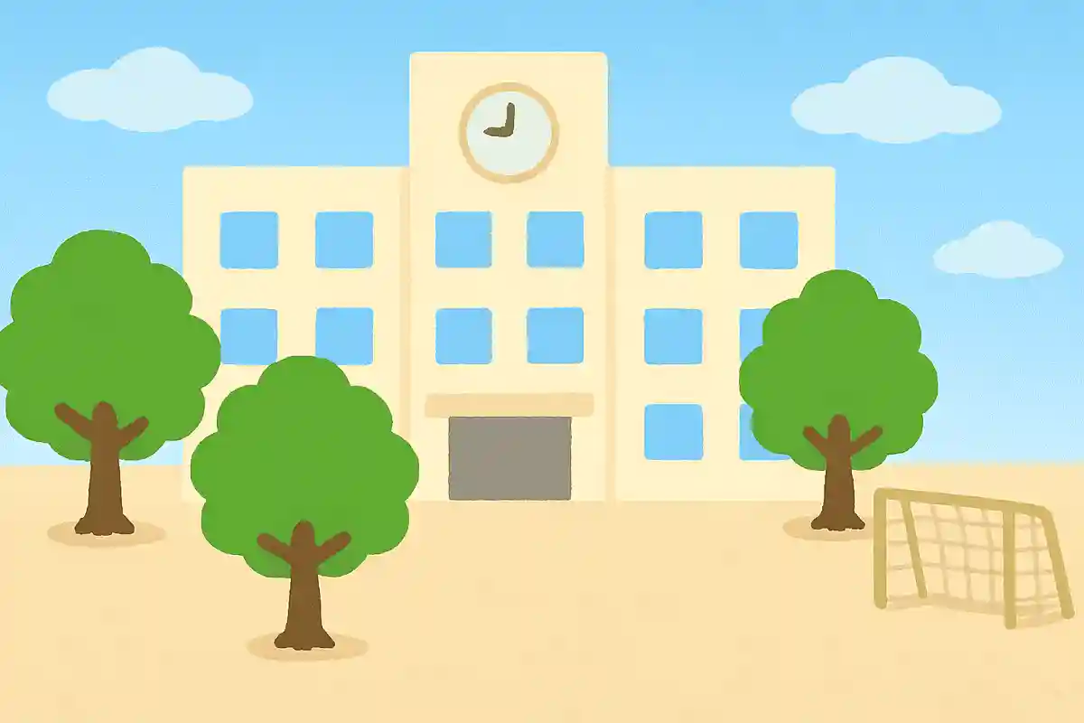 How many trees are there in the schoolyard?