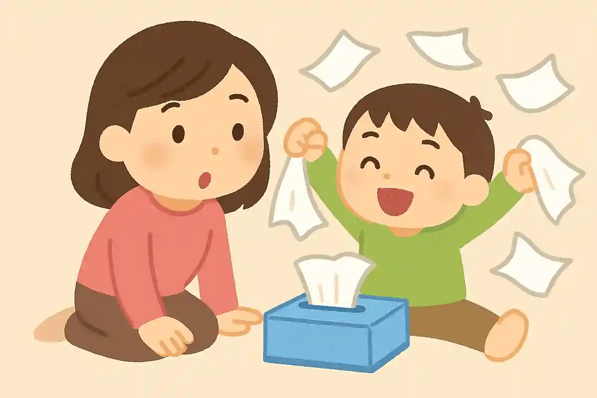 あら静か いい子と思えば ティッシュ舞うNEW!