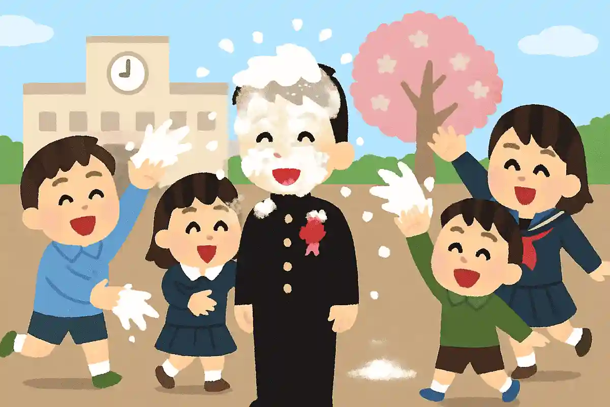 In Okinawa, there was a custom of throwing flour at graduation ceremonies.