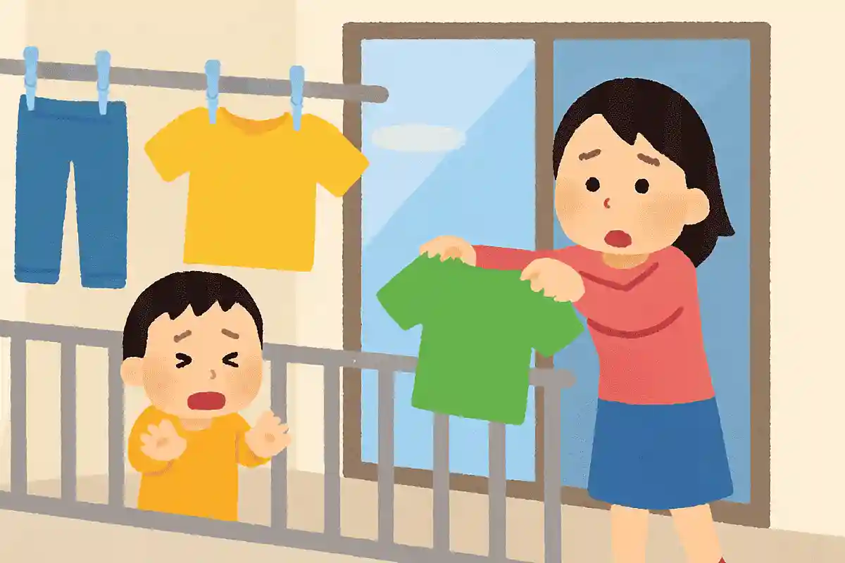 ベランダに 衣類ほしたら 閉め出されNEW!