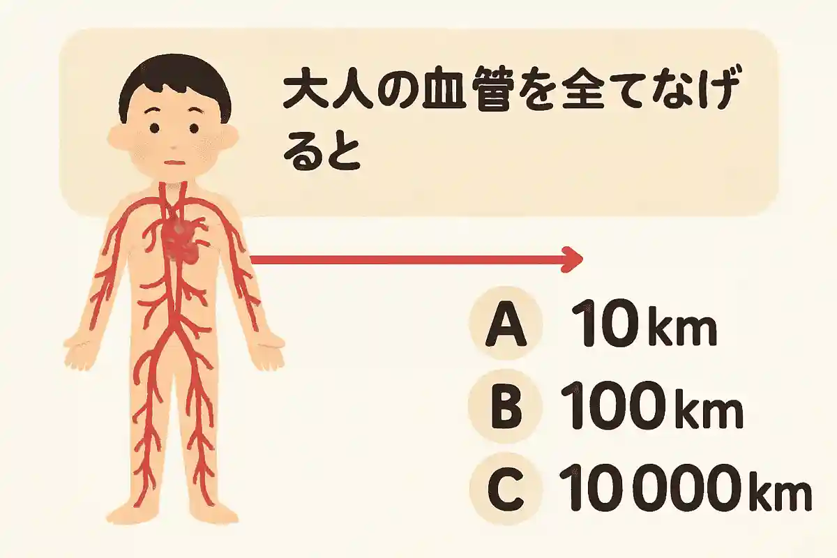 大人の血管を全てつなげるとどれぐらいの長さになるでしょう？NEW!