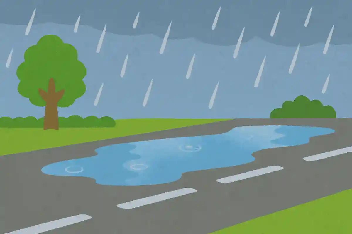 雨が降っている時は、道路はどうなっているでしょう？
