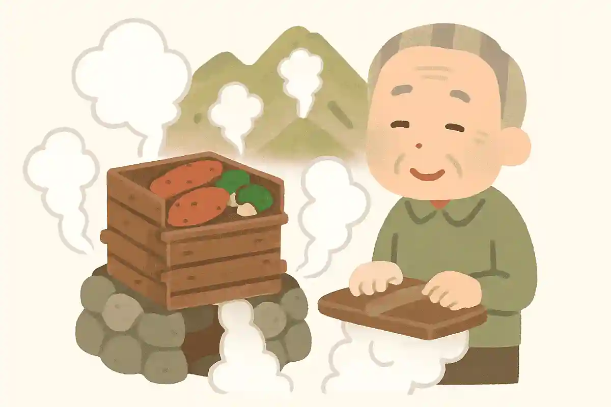 温泉の蒸気熱で食べ物を蒸す、大分県の伝統調理法の名前は何でしょうか？NEW!