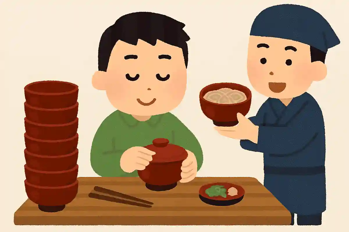 わんこそばでもういらないというときはお椀にフタをするNEW!