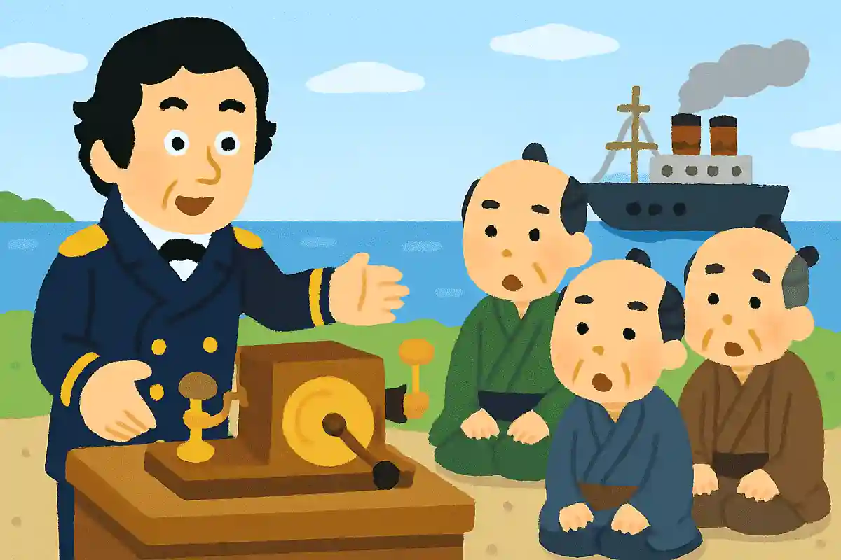 1854年の再来航時にペリーが幕府に献上し、役人たちを驚かせたものは何だったでしょうか？NEW!
