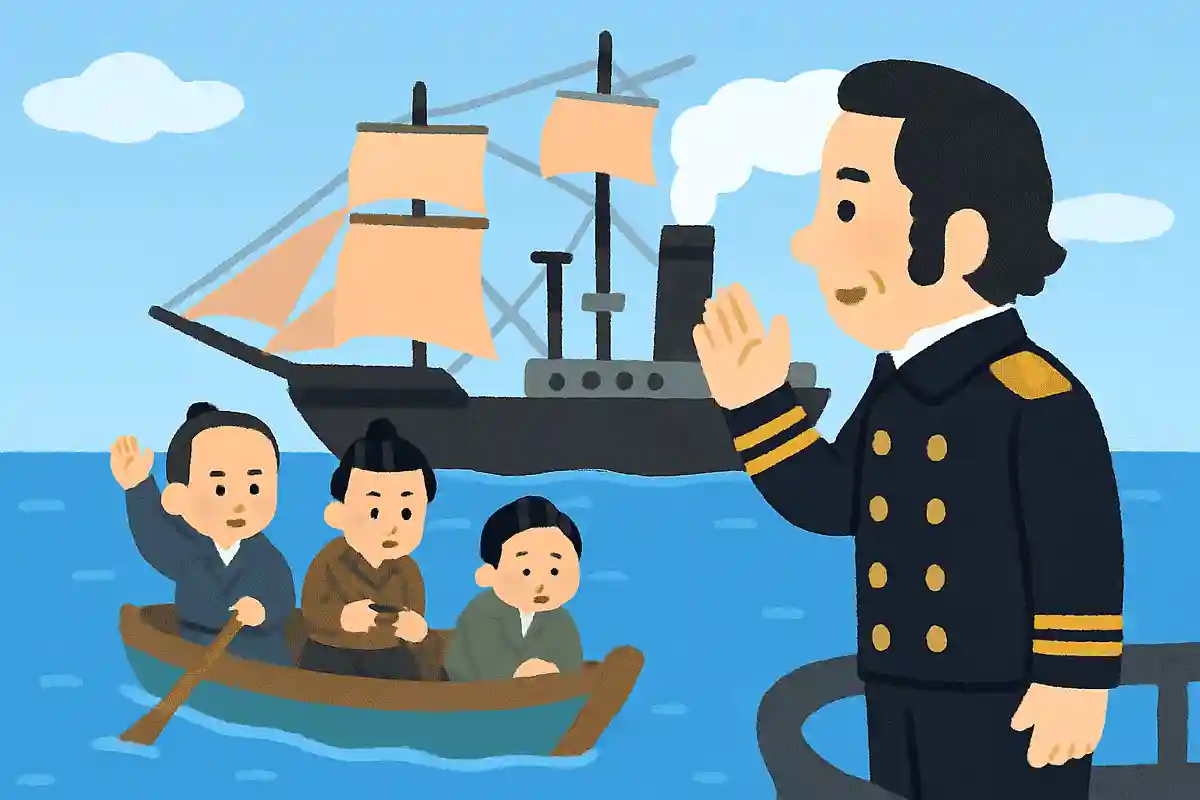 1853年のペリー来航時に日本側の中島三郎助らが小舟で近づき、第一声を英語で呼びかけました。その内容は何だったでしょうか？NEW!