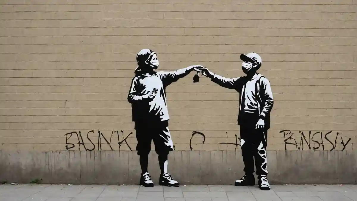 In August 2024, what theme did Banksy focus on in the nine works he released consecutively?