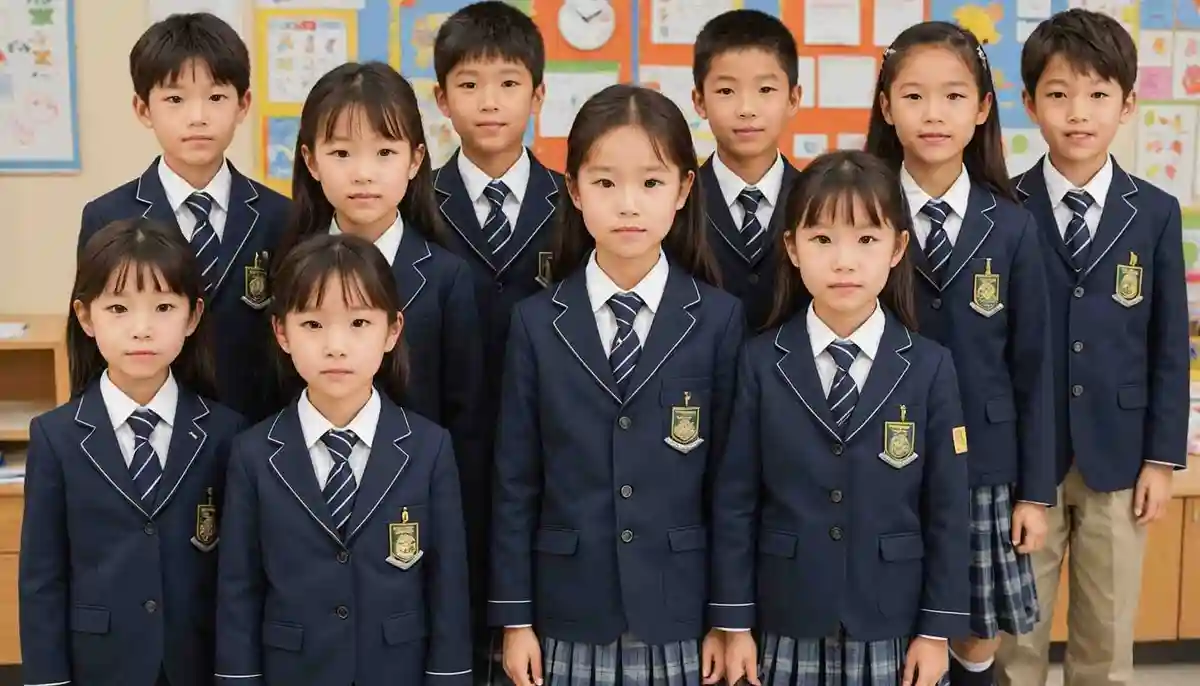 교복을 입은 초등학생은 약 20% 정도이다