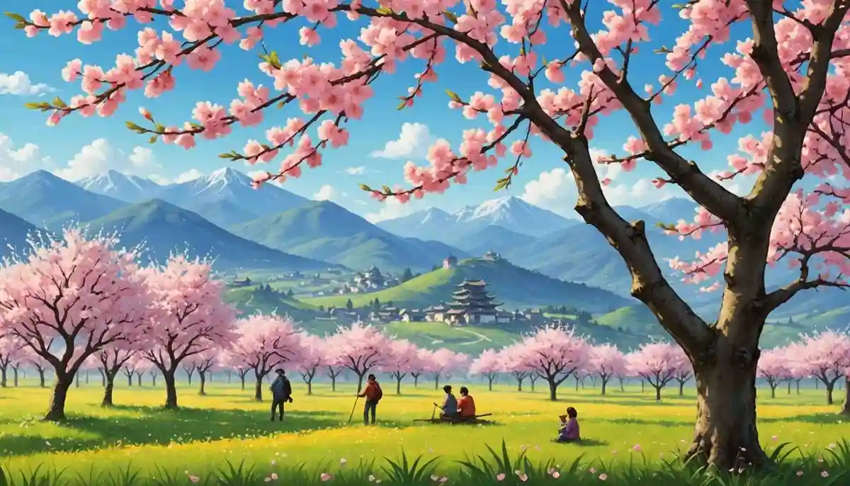 Out in the fields, everyone is kind—peach blossoms. Takano Sujū