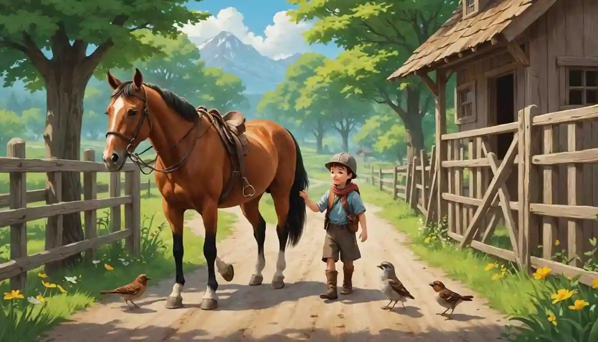 Little sparrows, out of the way, out of the way—horses are passing.