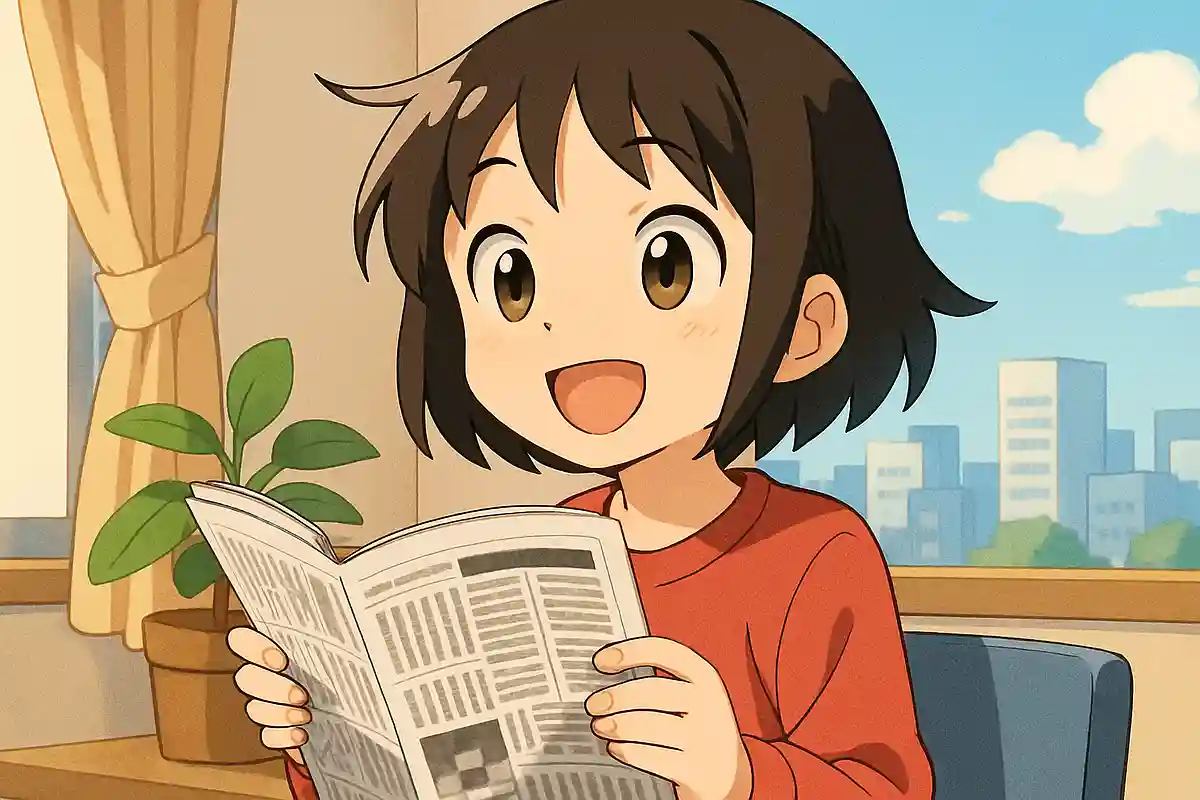 A TV commercial for the Tokyo Shimbun. Its charm lies in a fun, anime-style ad.