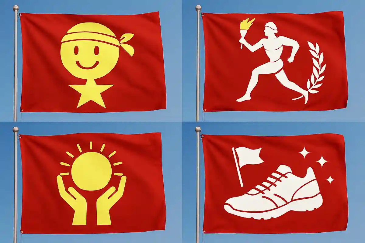 Recommended designs for class flags at sports day: from simple to more elaborate options.