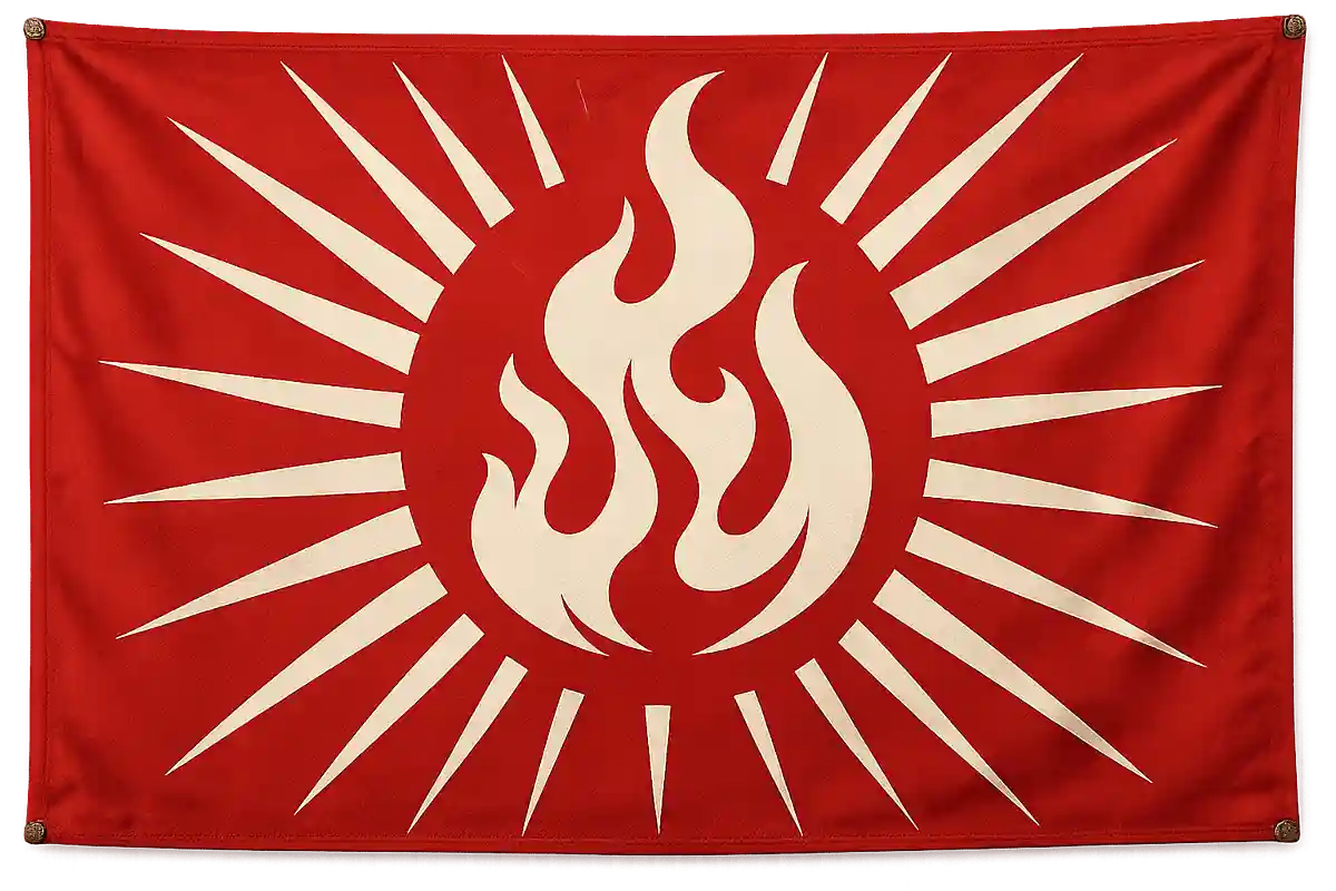 Recommended flag designs for the Red Team at the sports festival. Class flags themed around red.