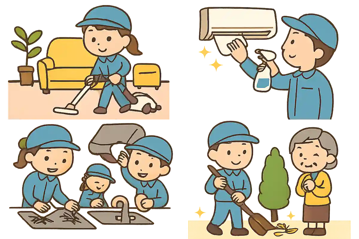 Duskin commercials: A compilation of ads for cleaning and maintenance services.