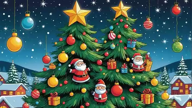 クリスマスツリーのてっぺんに飾られる、キラキラした物は何でしょう?
