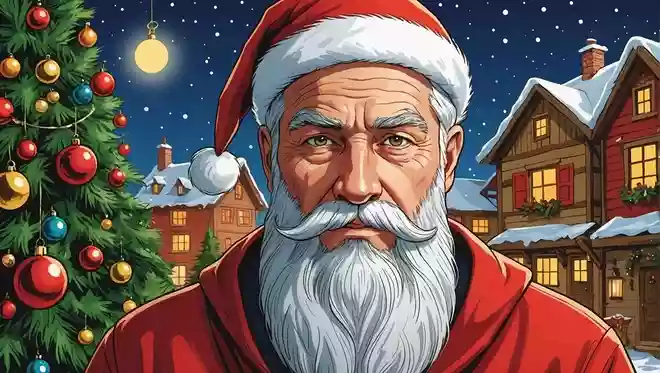 クリスマスの日にやってくる、白いおひげの男の人はだれでしょう?