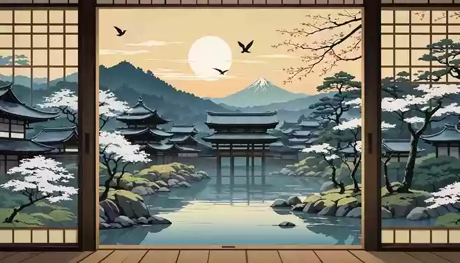 鴬や 障子あくれば 東山
