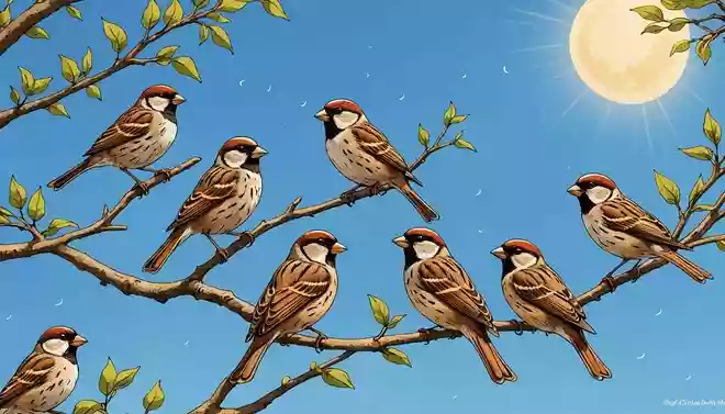 うららかや 雀ひばりに 鳴き交じり