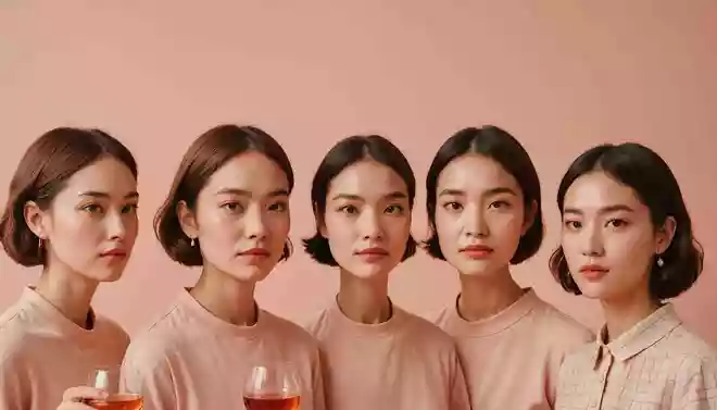 薄赤き 顔並びけり 桃の酒