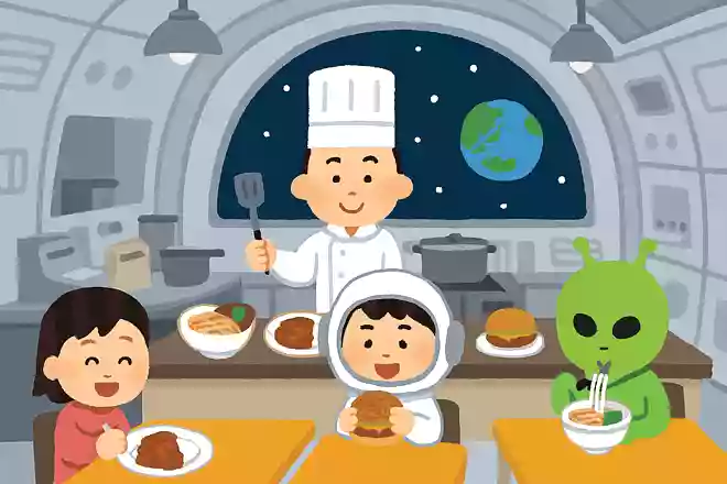 スペースシャトルの中にある飲食店は何でしょう?