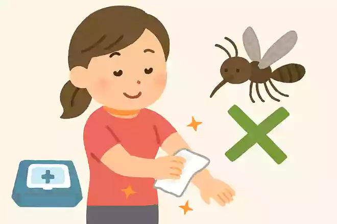 抗菌ティッシュで拭いた体の部分は虫に刺されにくくなる