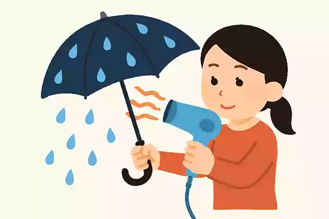 傘の撥水を復活させたいときはドライヤーで温風をあてる