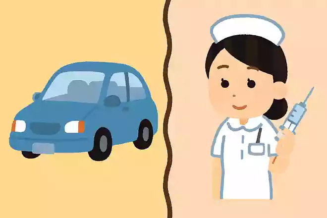 車とかけて、看護師さんとときます、その心はどちらも駐車(注射)の技術が必要です。