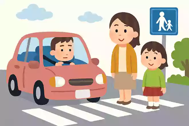 横断歩道の手前では減速し、歩行者がいる場合は一時停止して歩行者を優先させなければならない?