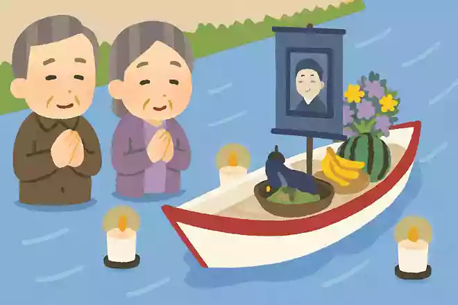 主に長崎県や佐賀県で行われる、先祖の霊とお盆のお供え物を船に乗せて川に流す行事を何というでしょうか?