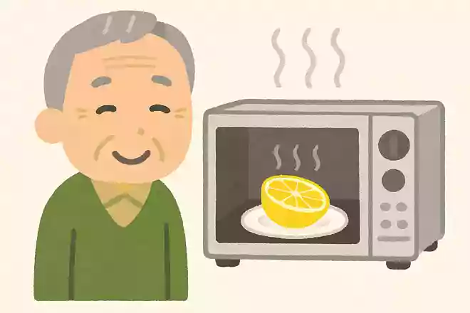 あるものを電磁レンジで加熱すると、電子レンジ内の嫌な臭いが取れます。あるものとは何でしょう?
