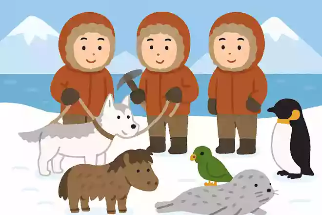 第1次南極観測隊が航海に連れて行った動物は?