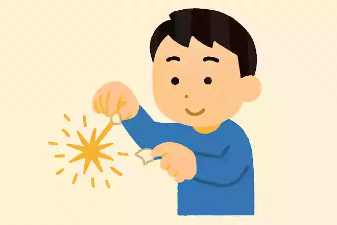手持ち花火の先端にある紙はちぎって使うNEW!