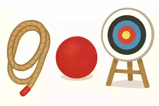 まずはロープ、ボール、的
