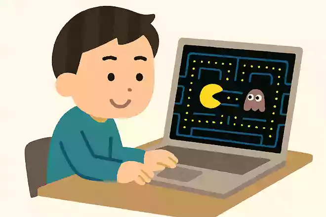 『パックマン』と検索すると『パックマン』のゲームで遊べる