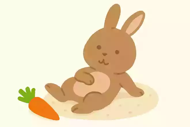 エサを食べたウサギが横に倒れるのはなぜ?