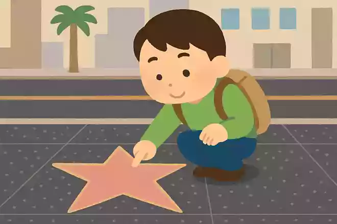 ハリウッド大通りにある星には何が書いてある?