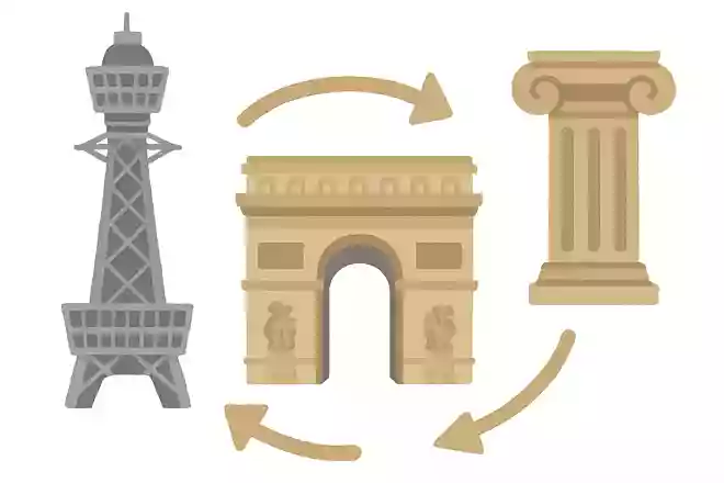 通天閣はフランスの凱旋門ともう一つは何から着想を得てデザインされたでしょう?