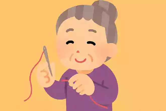 針に糸を通しやすくなる、背景の色は何色でしょうか?