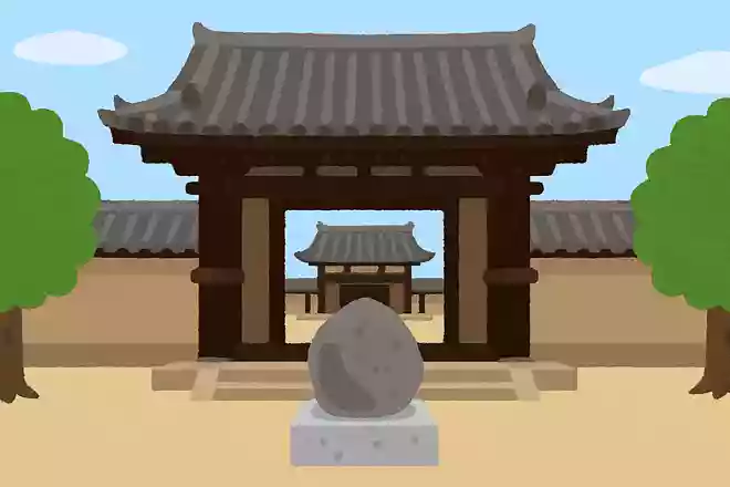 法隆寺の南大門の石段の前にある石の名前は?